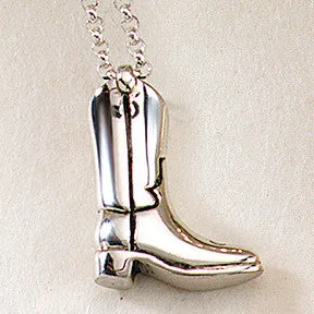 Cowboy Western Boot Pendant, Sterling Silver