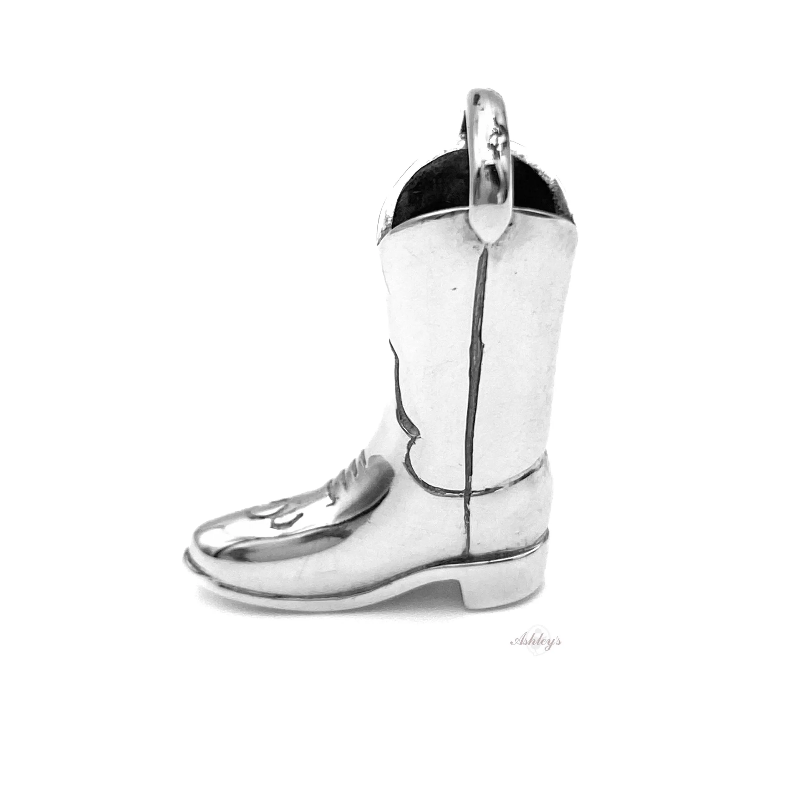 Cowboy Western Boot Pendant, Sterling Silver