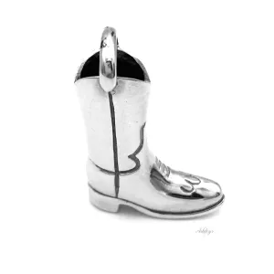 Cowboy Western Boot Pendant, Sterling Silver