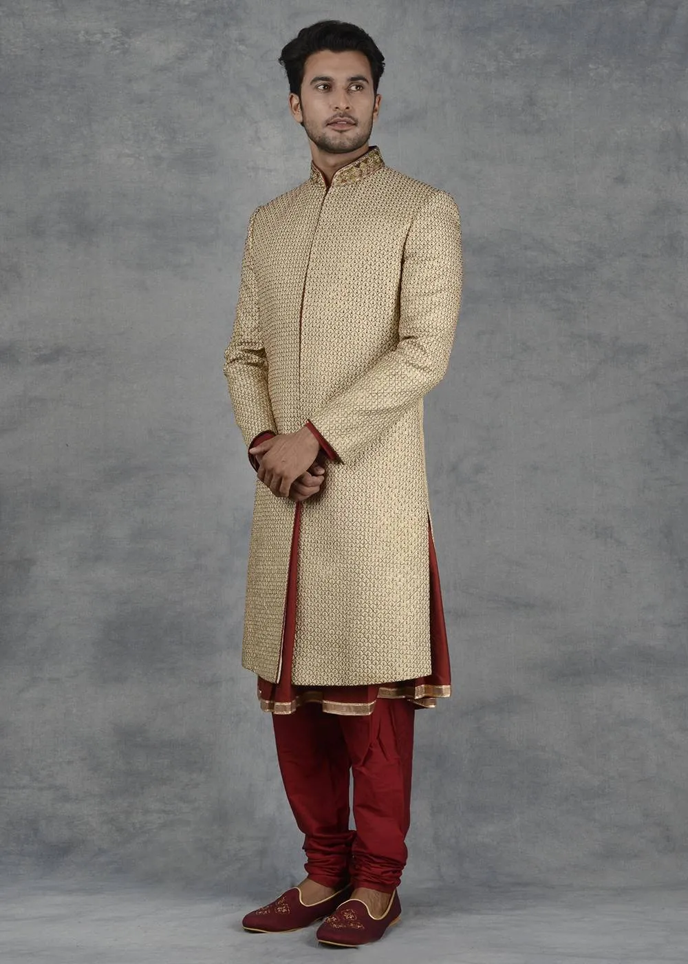 Cream Sherwani | Siddhesh Chauhan