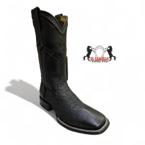 Cuadra Black Ostrich Belly Square Toe Boot CU470