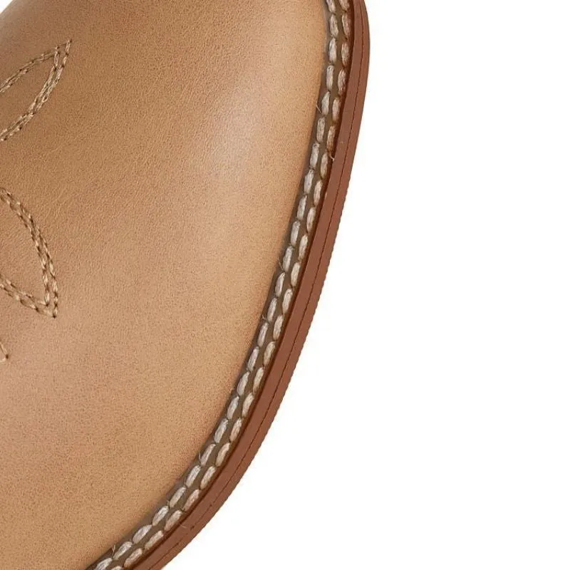 Customized Sunflower Embroidered Leather-patch Western Boots