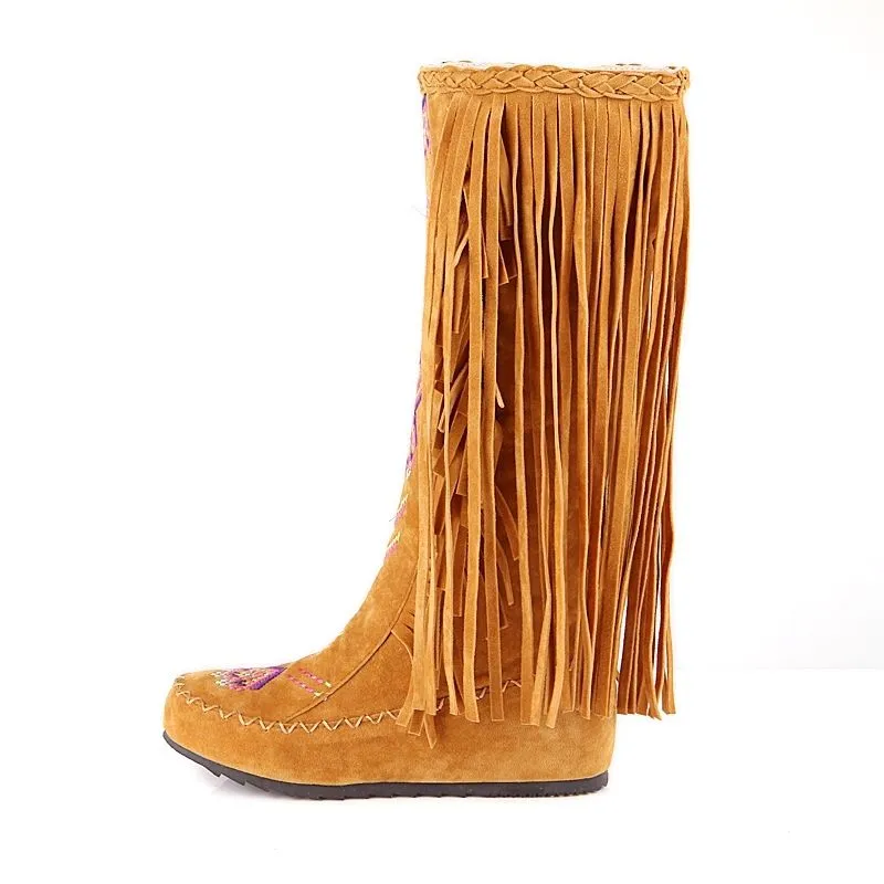 Customized Tassel Ethnic Style Heightening Western Boots