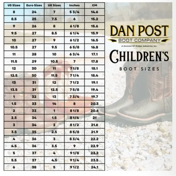 Dan Post Children's Youth Storm's Eye Jr Brown Square Toe Western Boots Sz 1.5