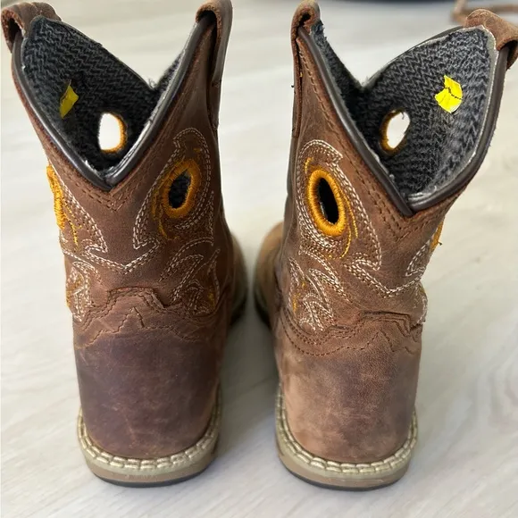 Dan Post Children's Youth Storm's Eye Jr Brown Square Toe Western Boots Sz 1.5
