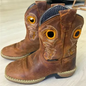 Dan Post Children's Youth Storm's Eye Jr Brown Square Toe Western Boots Sz 1.5