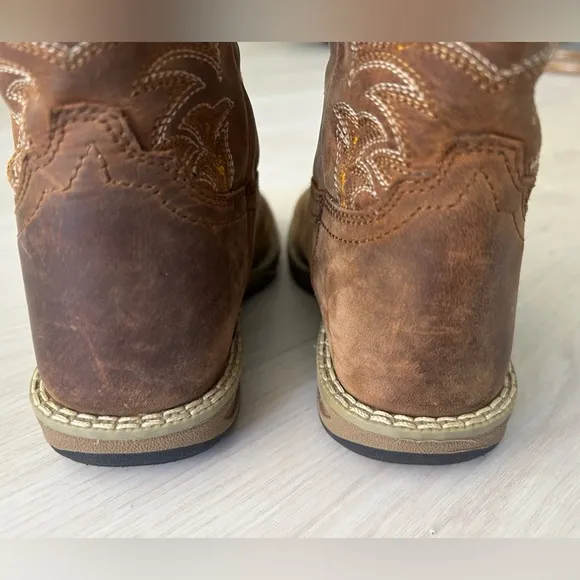 Dan Post Children's Youth Storm's Eye Jr Brown Square Toe Western Boots Sz 1.5