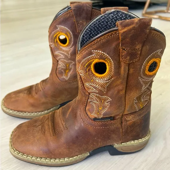 Dan Post Children's Youth Storm's Eye Jr Brown Square Toe Western Boots Sz 1.5