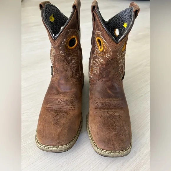 Dan Post Children's Youth Storm's Eye Jr Brown Square Toe Western Boots Sz 1.5