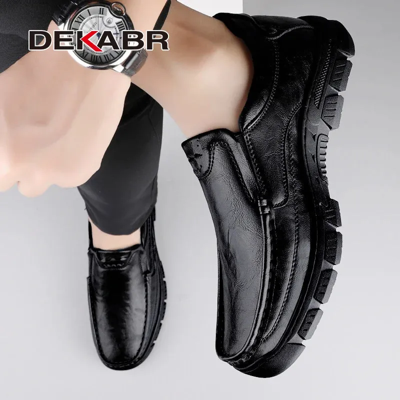 DEKABR Cowhide Men Loafers Lightweight Slip-On Formal-Casual Versatility Water-Resistant Casual Flexible Non-Slip Driving Shoes