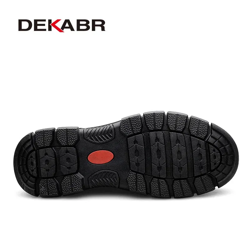 DEKABR Cowhide Men Loafers Lightweight Slip-On Formal-Casual Versatility Water-Resistant Casual Flexible Non-Slip Driving Shoes