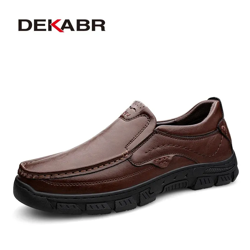 DEKABR Cowhide Men Loafers Lightweight Slip-On Formal-Casual Versatility Water-Resistant Casual Flexible Non-Slip Driving Shoes