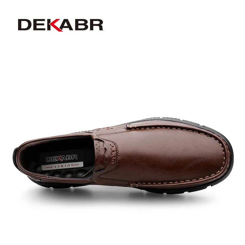 DEKABR Cowhide Men Loafers Lightweight Slip-On Formal-Casual Versatility Water-Resistant Casual Flexible Non-Slip Driving Shoes