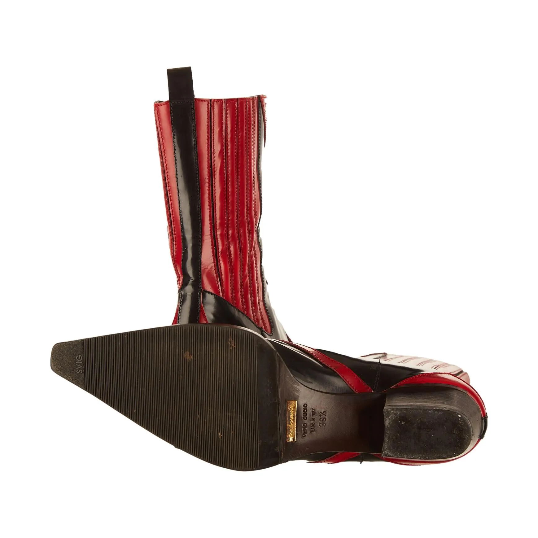 Dolce & Gabbana Red Western Ankle Boots