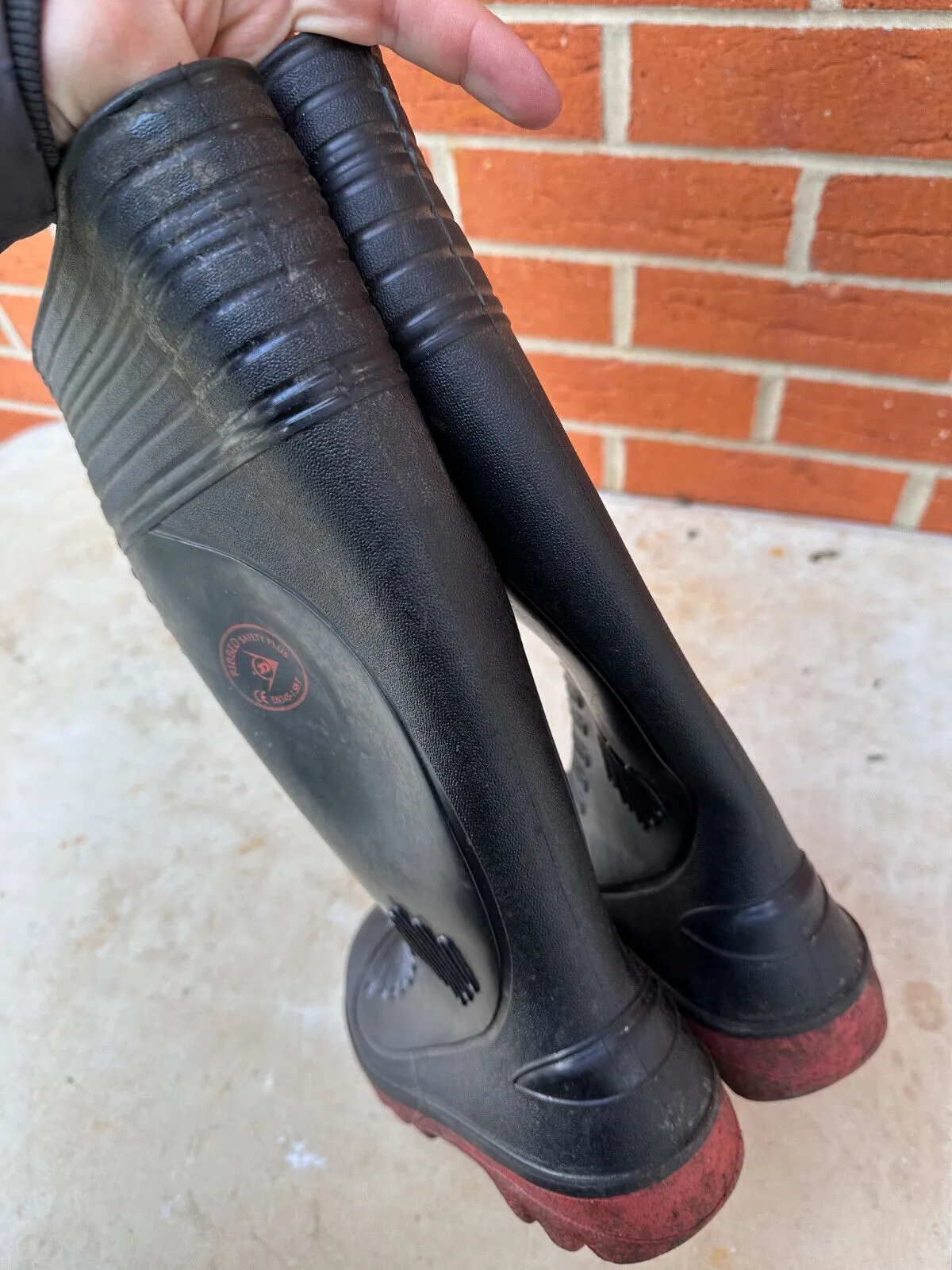 Dunlop Ribbed Safety Rubber Wellies Wellington Boots - Size UK 8 - EU 42