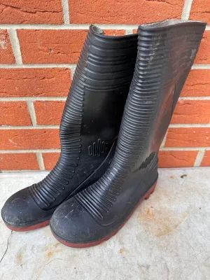 Dunlop Ribbed Safety Rubber Wellies Wellington Boots - Size UK 8 - EU 42