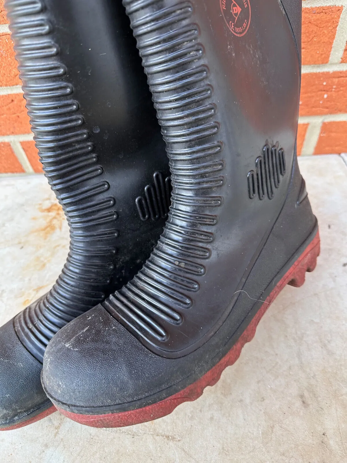 Dunlop Ribbed Safety Rubber Wellies Wellington Boots - Size UK 8 - EU 42