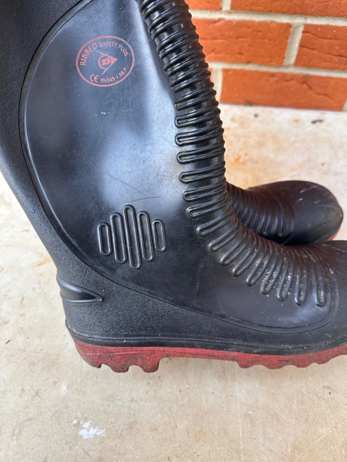 Dunlop Ribbed Safety Rubber Wellies Wellington Boots - Size UK 8 - EU 42