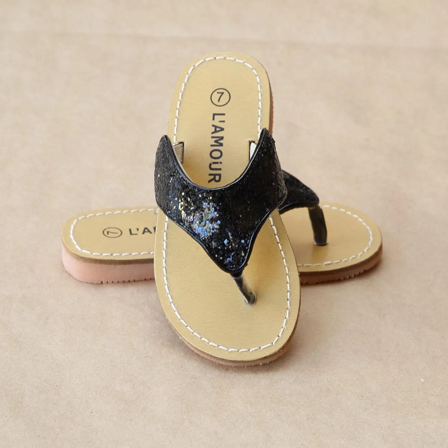 FINAL SALE - L'Amour Girls Glitter Thong Sandal