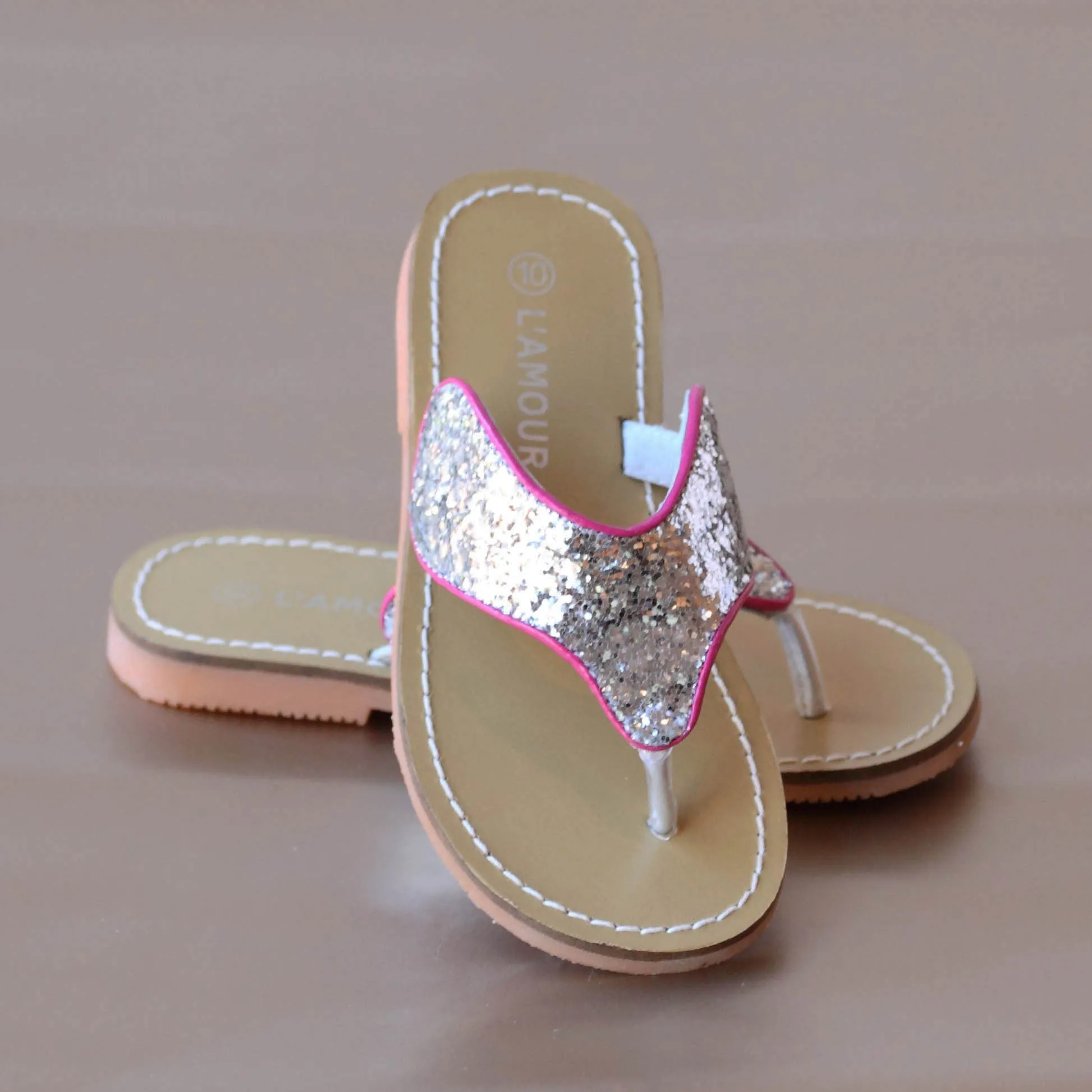 FINAL SALE - L'Amour Girls Glitter Thong Sandal