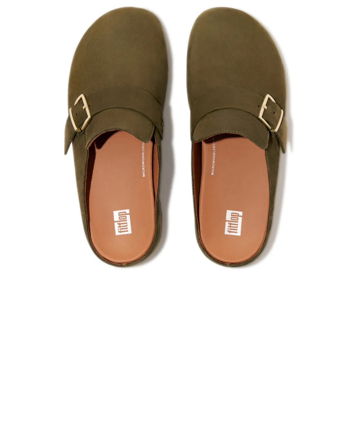 FitFlop Shuv Buckle-Strap Mossy Nubuck Clogs