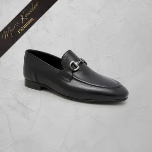 Gun Metallic Buckled Loafers