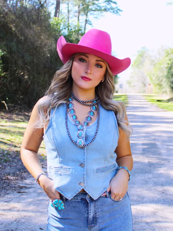 Head Over Boots Button Front Vest, Denim