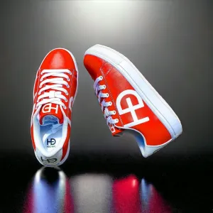 HEED NYC Women's Classic Cherry Red & White Vegan Leather Sneaker