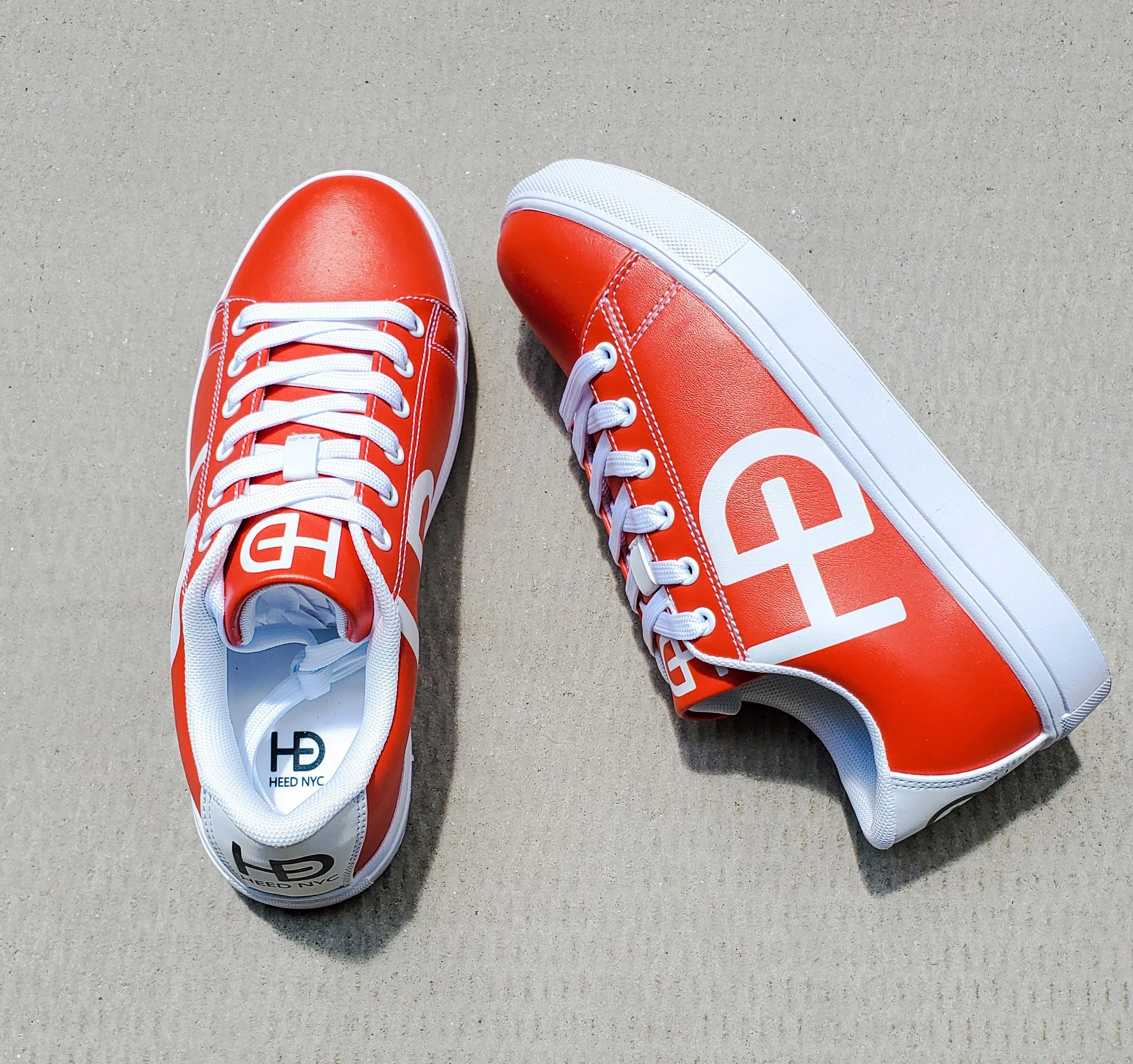 HEED NYC Women's Classic Cherry Red & White Vegan Leather Sneaker