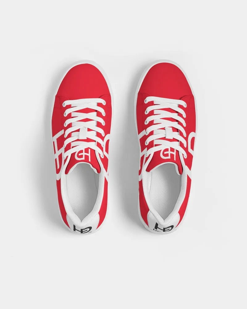 HEED NYC Women's Classic Cherry Red & White Vegan Leather Sneaker