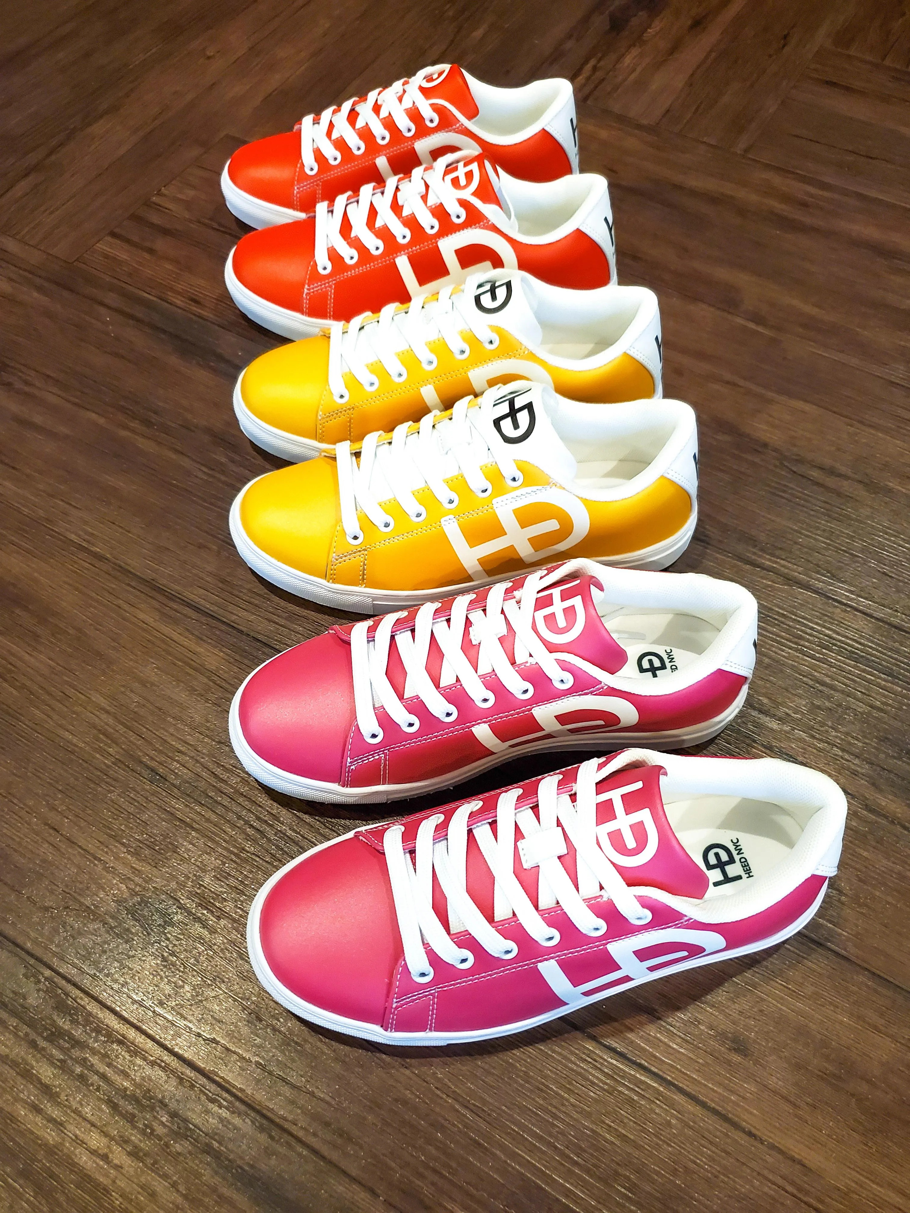 HEED NYC Women's Classic Cherry Red & White Vegan Leather Sneaker