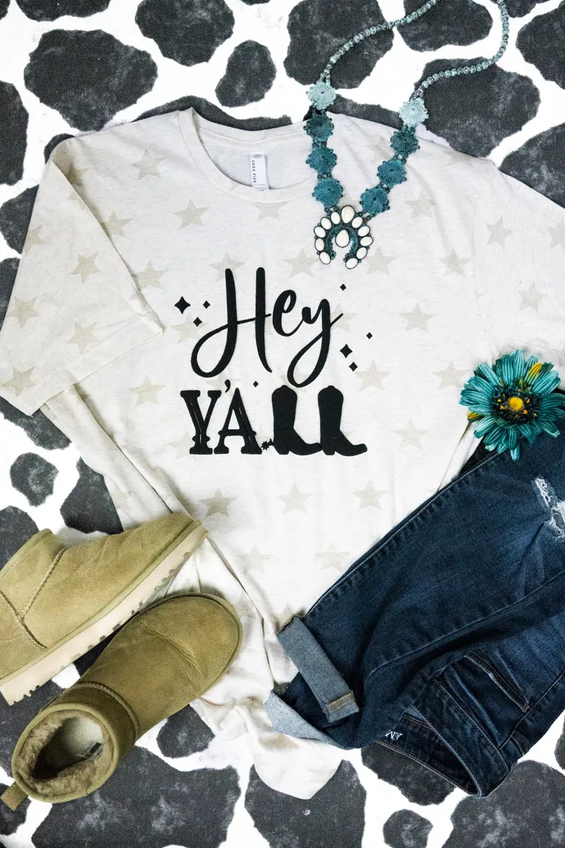 Hey Y'all Boots Puff Vinyl Unisex Five Star Tee
