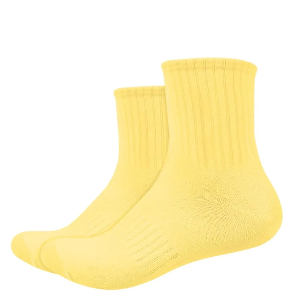 IDENTITY Apparel Unisex Colored Quarter Length Mid Cut Cotton Socks with Striped Ribbing and Arch Support