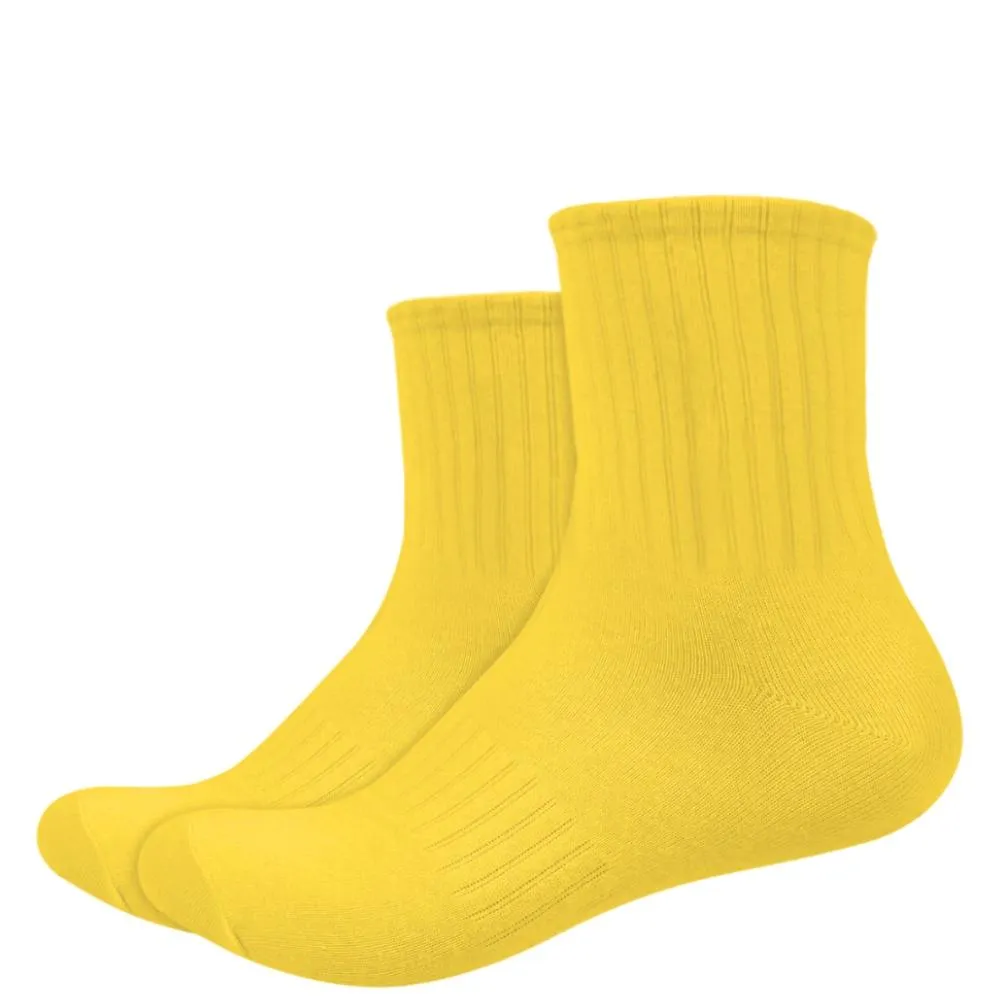 IDENTITY Apparel Unisex Colored Quarter Length Mid Cut Cotton Socks with Striped Ribbing and Arch Support