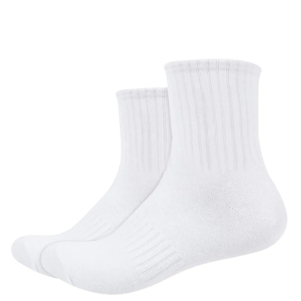 IDENTITY Apparel Unisex Colored Quarter Length Mid Cut Cotton Socks with Striped Ribbing and Arch Support