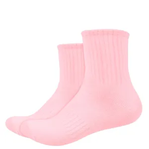 IDENTITY Apparel Unisex Colored Quarter Length Mid Cut Cotton Socks with Striped Ribbing and Arch Support
