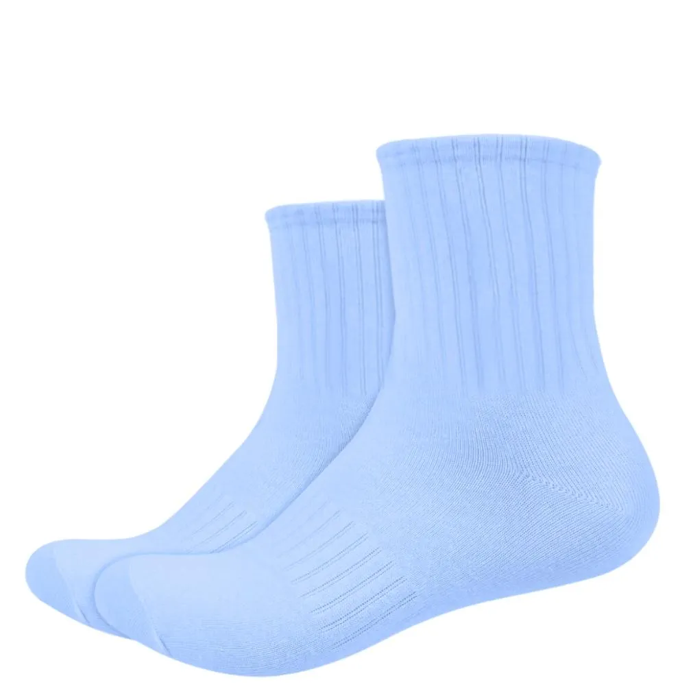 IDENTITY Apparel Unisex Colored Quarter Length Mid Cut Cotton Socks with Striped Ribbing and Arch Support