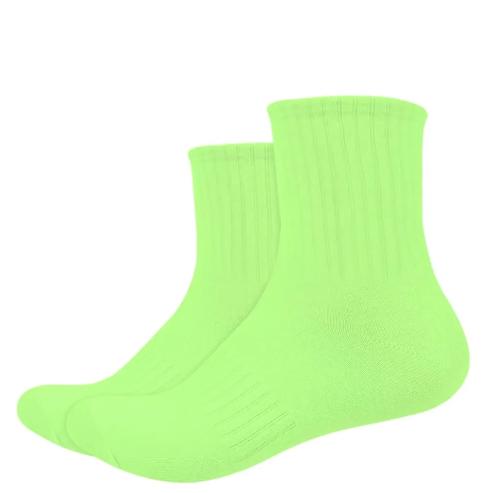 IDENTITY Apparel Unisex Colored Quarter Length Mid Cut Cotton Socks with Striped Ribbing and Arch Support