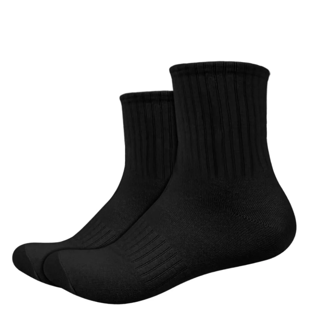 IDENTITY Apparel Unisex Colored Quarter Length Mid Cut Cotton Socks with Striped Ribbing and Arch Support