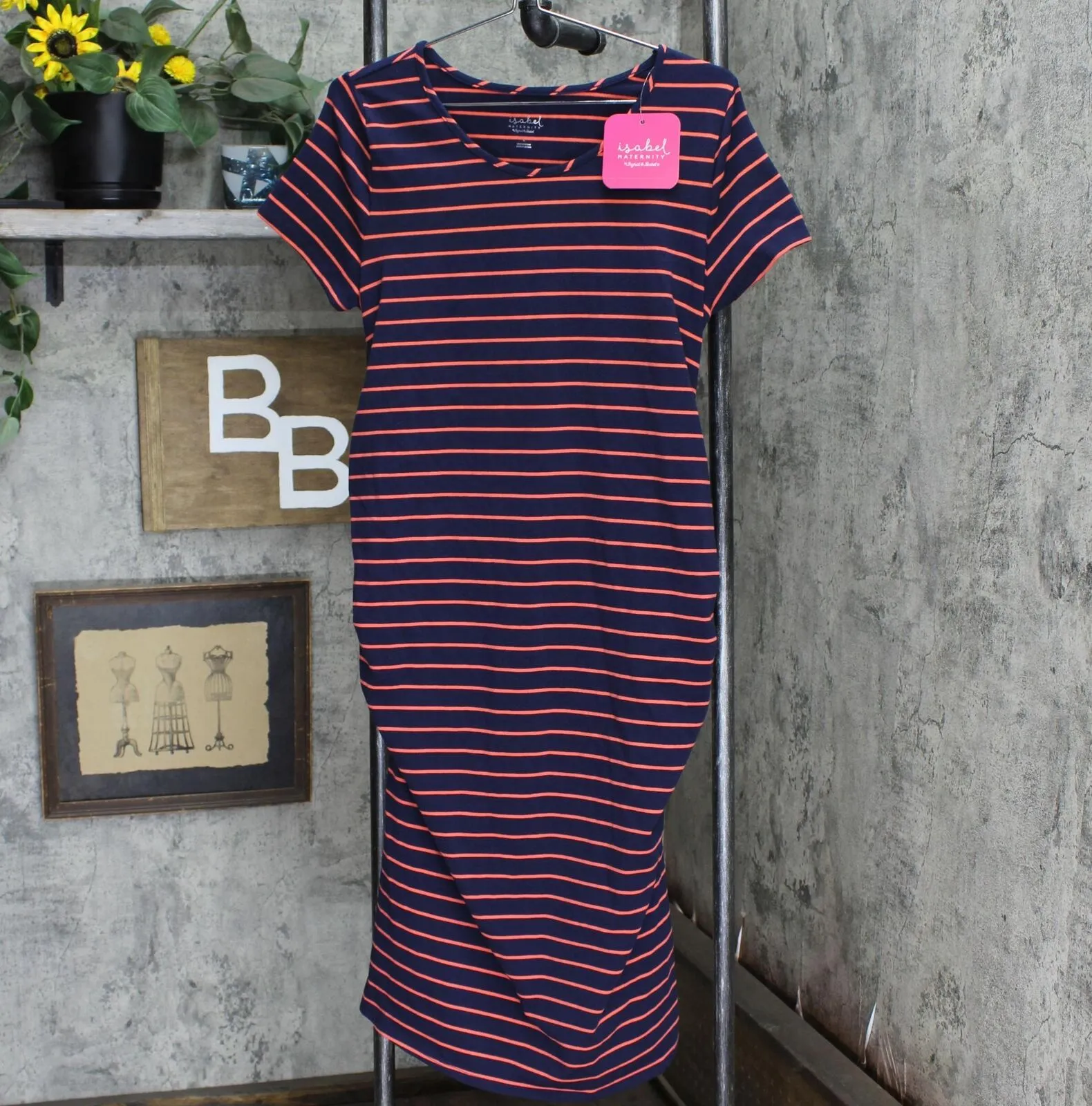 Isabel Maternity By Ingrid & Isabel T-Shirt Maternity Dress Navy / Orange L