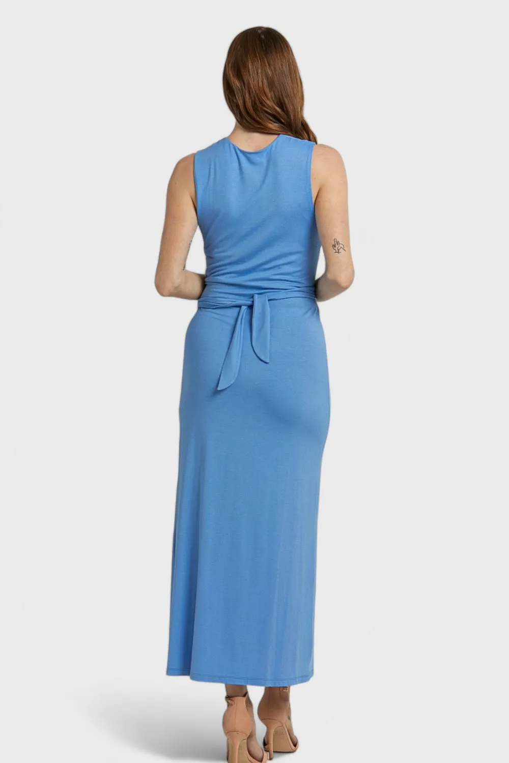 Isabella Blue Tie Waist Maxi Dress
