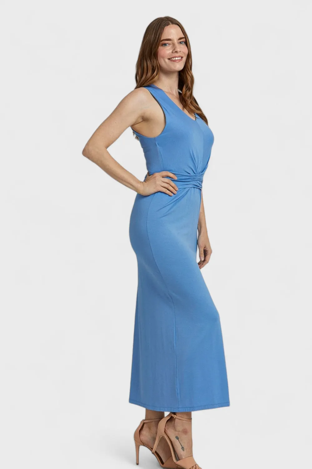 Isabella Blue Tie Waist Maxi Dress