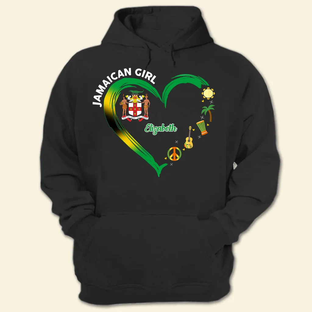 Jamaican Girl Heart With Symbols Personalized T-shirt