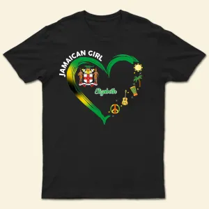 Jamaican Girl Heart With Symbols Personalized T-shirt