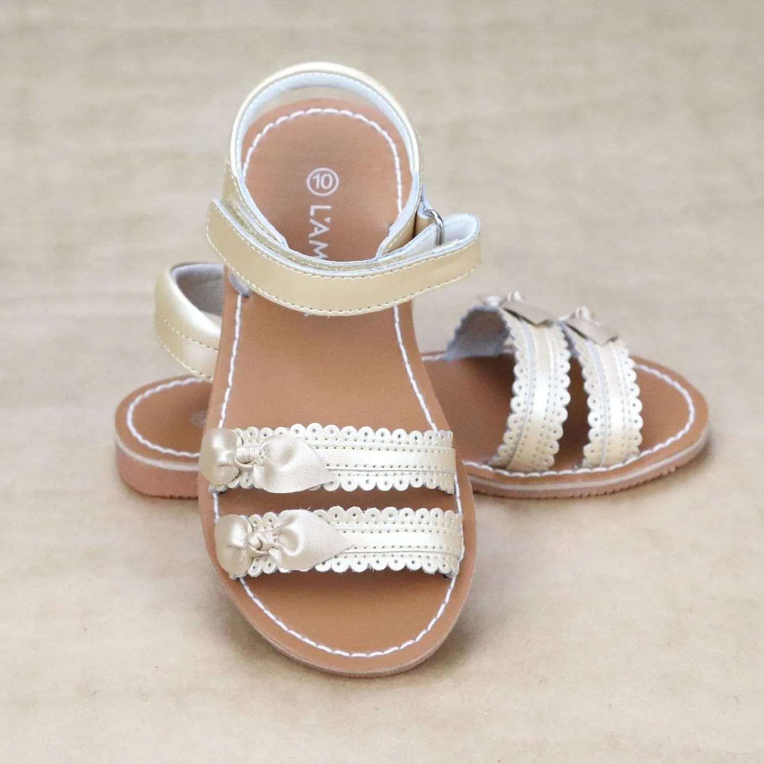 Josie Girls Scalloped Leather Classic Sandal