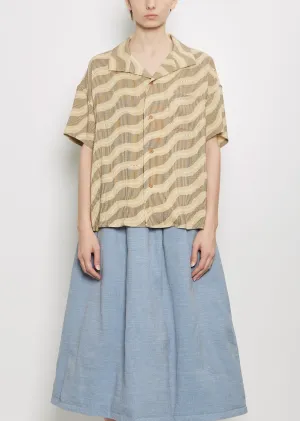 Julie Open Collar Blouse — Brown