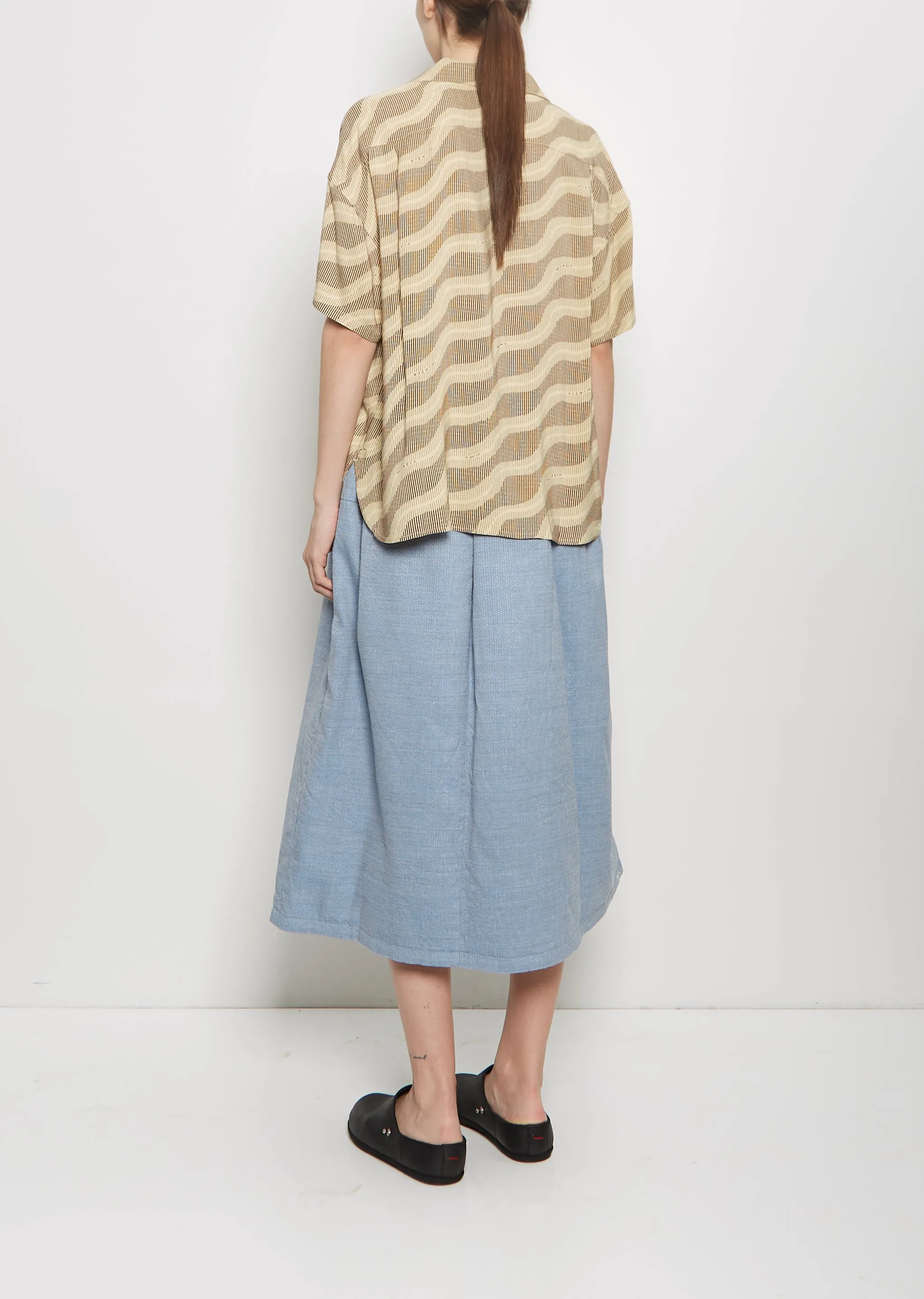 Julie Open Collar Blouse — Brown