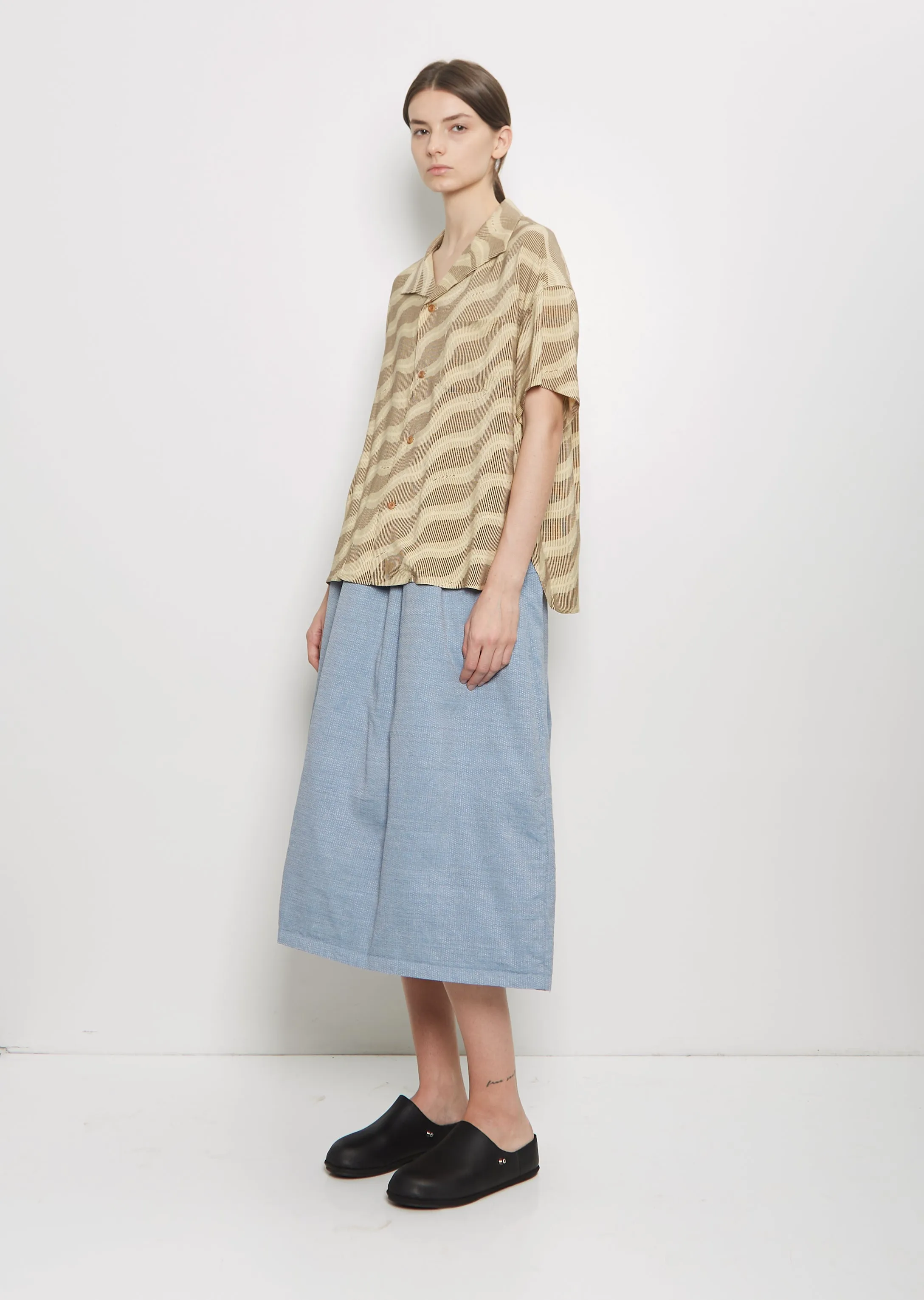 Julie Open Collar Blouse — Brown