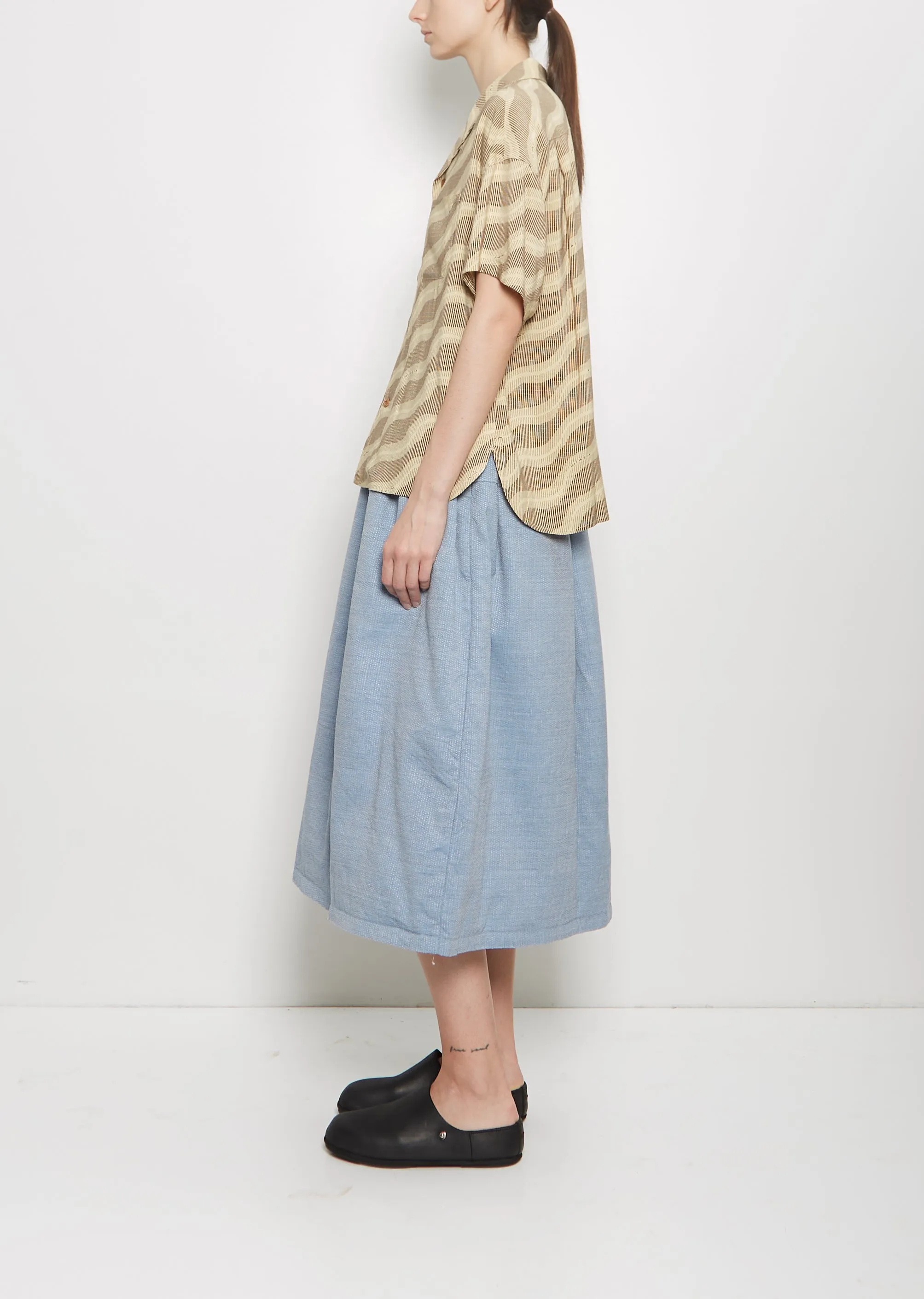 Julie Open Collar Blouse — Brown
