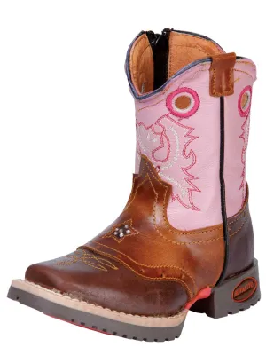 Kids - Botas Vaqueras Rodeo con Antifaz de Piel Genuina para Bebes 'El General' - ID: 31317